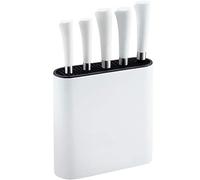 NETTA Kitchen Knife Set with Block - 6 Piece Stainless Steel Including Block - 5 Knives with Ergonomic Soft-Grip Handles and Safe-Storage Knife Holder - White