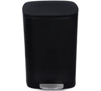 Netta Kitchen Pedal Bin 50L Smudge Resistant With Inner Bucket, Brushed Stainless Steel Rubbish Bin, Soft Close - Black