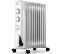 NETTA Oil Filled Radiator 2500W Portable Electric Heater with Thermostat & 24 Hour Timer 3 Power Settings Home Office Energy Efficiency - 11 Fin, White