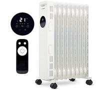 NETTA Oil Filled Radiator Heater 2000W with 24 Hour Timer, 3 Heat Settings, Remote Control, LED Digital Display, Overheating and Tip-Over Protection - 9 Fin, White