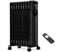 NETTA Oil Filled Radiator Heater 2000W with 24 Hour Timer, 3 Heat Settings, Remote Control, LED Digital Display, Overheating and Tip-Over Protection - 9 Fin, Black