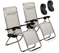 NETTA Sunmer Padded Reclining Sun Lounger Recliner Chair - Grey - Set Of 2