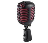 Nettoppo 1 Piece Professional Classic Retro Dynamic Vocal Microphone Black & Red Metal Swing Mic For Live Performance Karaoke