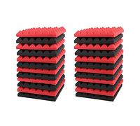 Nettoppo 24X Charcoal Acoustic Foam Tiles Soundproofing Foam Panels Studio Sound Padding 2 x 10 x 10 Inch(Black+Red)