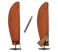 NettyPro Patio Outdoor Umbrella Cover for 12 to 14FT Offset Umbrella, Fade Resistant Waterproof Patio Cantilever Parasol Banana Umbrellas Cover with Zipper and Rod, Brown