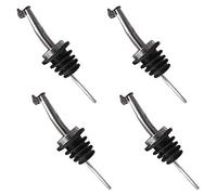 NETUME 4 Pack Bottle Pourers - Stainless Steel Spirit & Liquor Pourer Spouts with Hinged Flip Top Cap for Wine, Olive Oil, Syrup & Vinegar Bottles
