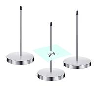NETUME Metal Receipt Spike Holder, Silver, Straight Rod - 3 Pc Set for Restaurants, Kitchen, Office