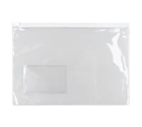 Netuno 1 Clear Plastic Document Folder A5 250x175 mm 9.84x6.89 in with Zipper Closure and Label Pocket Transparent File Pouch Durable Office School Travel