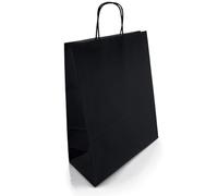 Netuno 10 black carrier bags 25 x 11 x 32 cm 9.8 x 4.3 x 12.6 in kraft paper bags with twisted handles colourful paper gift bag coloured shopping bag for groceries weddings birthday presents party