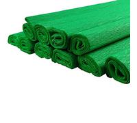 Netuno 10 Pieces of Green Crepe Paper roll 50 cm 19.69 in x 200 cm 78.74 in Vibrant Textured Craft Wrapping Material for Decoration Flowers School Party DIY