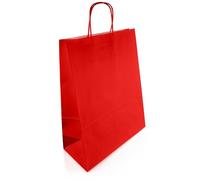 Netuno 10 red carrier bags 25 x 11 x 32 cm 9.8 x 4.3 x 12.6 in kraft paper bags with twisted handles colourful paper gift bag coloured shopping bag for groceries weddings birthday presents party