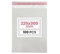 Netuno 100 clear poly bags 22.5 x 30 cm 8.9 x 12 in adhesive peel & seal transparent plastic pouches packaging pouches flat sacks poly shipping sachets clear shipping sacks flat transparent bags