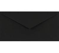Netuno 100 long black coloured envelopes DIN DL 110x220mm 4.33x8.66 inches 115gsm Sirio Color Nero gummed pointed flap no window for wedding invitations Christmas sympathy greeting cards leaflets RSVP