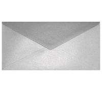 Netuno 100 long silver pearlescent envelopes DIN DL 110x220mm 8.66x4.33 inches 120gsm Aster Metallic Silver gummed pointed flap no window for wedding invitations greeting cards Christmas RSVP brochure