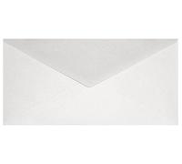 Netuno 100 Long White Pearlescent envelopes DIN DL 110x220mm 8.66x4.33 inches 120gsm Aster Metallic White gummed Pointed Flap no Window for Wedding Invitations Greeting Cards Christmas brochures RSVP