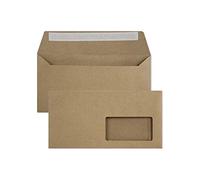 Netuno 100 Sand-Brown DIN Long Kraft Paper Letter Envelopes with Window (Right) 110 x 220 mm 100 g DL ECO Brown Envelopes Made of Recycled Paper Window Envelopes