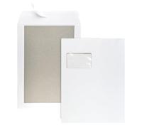 Netuno 100 White envelopes C4 229 x 324 mm 120 GSM with Cardboard Backing 400 GSM Rigid mailers with Left Window Straight Flap self Adhesive Closure