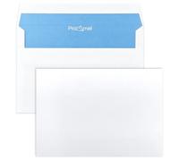 Netuno 1000 White C6 114 x 162 mm 80 GSM Paper envelopes Straight Flap no Window self Seal Blue Inside Print for Letters Postcards and Business Correspondence
