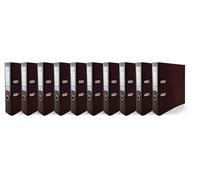 Netuno 10x Binder Chocolate Brown Glossy A4 Spine 7,5cm 2.95in Extra Wide Cardboard File Organizer for Office School Desk Storage documents Strong Stable Large Capacity Practical