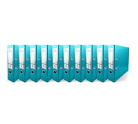 Netuno 10x Lever Arch File A4 Binder Turquoise 2 Ring with 8cm 3,15 inch Spine Durable Cardboard Organiser for Office School and Home