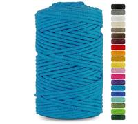 Netuno 1x Macrame Cord Braided Macramé Yarn Blue 5 mm x 100 m 0,2 inch x 3 937 inch Natural Twine String Cotton Cord Ideal Project Hanging Baskets DIY Handbags Decoration