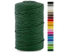 Netuno 1x Macrame Cord Braided Macramé Yarn Bottle Green 5 mm x 100 m 0,2 inch x 3 937 inch Natural Twine String Cotton Cord Ideal Project Hanging Baskets DIY Handbags Decoration