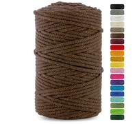 Netuno 1x Macrame Cord Braided Macramé Yarn Brown 3 mm x 100 m 0,12 inch x 3 937 inch Natural Twine String Cotton Cord Ideal Project Hanging Baskets DIY Handbags Decoration