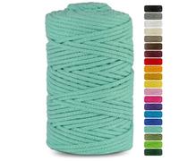 Netuno 1x Macrame Cord Braided Macramé Yarn Celadon Green 5 mm x 100 m 0,2 inch x 3 937 inch Natural Twine String Cotton Cord Ideal Project Hanging Baskets DIY Handbags Decoration