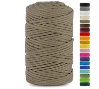 Netuno 1x Macrame Cord Braided Macramé Yarn Dark Beige 5 mm x 100 m 0,2 inch x 3 937 inch Natural Twine String Cotton Cord Ideal Project Hanging Baskets DIY Handbags Decoration