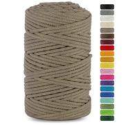 Netuno 1x Macrame Cord Braided Macramé Yarn Dark Beige 5 mm x 200 m 0,2 inch x 3 937 inch Natural Twine String Cotton Cord Ideal Project Hanging Baskets DIY Handbags Decoration