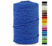 Netuno 1x Macrame Cord Braided Macramé Yarn Dark Blue 5 mm x 100 m 0,2 inch x 3 937 inch Natural Twine String Cotton Cord Ideal Project Hanging Baskets DIY Handbags Decoration
