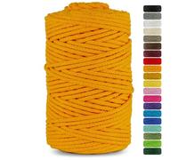 Netuno 1x Macrame Cord Braided Macramé Yarn Dark Yellow 5 mm x 100 m 0,2 inch x 3 937 inch Natural Twine String Cotton Cord Ideal Project Hanging Baskets DIY Handbags Decoration