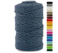 Netuno 1x Macrame Cord Braided Macramé Yarn Denim Blue 5 mm x 100 m 0,2 inch x 3 937 inch Natural Twine String Cotton Cord Ideal Project Hanging Baskets DIY Handbags Decoration