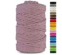 Netuno 1x Macrame Cord Braided Macramé Yarn Dirty Pink 3 mm x 100 m 0,12 inch x 3 937 inch Natural Twine String Cotton Cord Ideal Project Hanging Baskets DIY Handbags Decoration