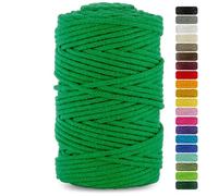 Netuno 1x Macrame Cord Braided Macramé Yarn Green 3 mm x 100 m 0,12 inch x 3 937 inch Natural Twine String Cotton Cord Ideal Project Hanging Baskets DIY Handbags Decoration