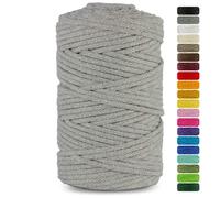 Netuno 1x Macrame Cord Braided Macramé Yarn Grey 3 mm x 100 m 0,12 inch x 3 937 inch Natural Twine String Cotton Cord Ideal Project Hanging Baskets DIY Handbags Decoration