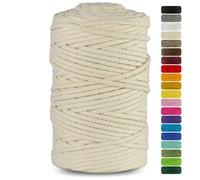 Netuno 1x Macrame Cord Braided Macramé Yarn Ivory 3 mm x 100 m 0,12 inch x 3 937 inch Natural Twine String Cotton Cord Ideal Project Hanging Baskets DIY Handbags Decoration
