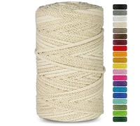 Netuno 1x Macrame Cord Braided Macramé Yarn Ivory With Gold Metal Thread 3 mm x 100 m 0,12 inch x 3 937 inch Natural Twine String Cotton Cord Ideal Project Hanging Baskets DIY Handbags Decoration
