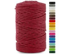Netuno 1x Macrame Cord Braided Macramé Yarn Maroon Red 5 mm x 100 m 0,2 inch x 3 937 inch Natural Twine String Cotton Cord Ideal Project Hanging Baskets DIY Handbags Decoration