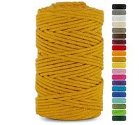 Netuno 1x Macrame Cord Braided Macramé Yarn Mustard Yellow 5 mm x 100 m 0,2 inch x 3 937 inch Natural Twine String Cotton Cord Ideal Project Hanging Baskets DIY Handbags Decoration