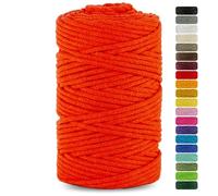 Netuno 1x Macrame Cord Braided Macramé Yarn Orange 5 mm x 100 m 0,2 inch x 3 937 inch Natural Twine String Cotton Cord Ideal Project Hanging Baskets DIY Handbags Decoration