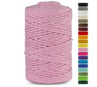 Netuno 1x Macrame Cord Braided Macramé Yarn Pink 5 mm x 100 m 0,2 inch x 3 937 inch Natural Twine String Cotton Cord Ideal Project Hanging Baskets DIY Handbags Decoration