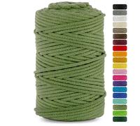 Netuno 1x Macrame Cord Braided Macramé Yarn Pistachio 5 mm x 100 m 0,2 inch x 3 937 inch Natural Twine String Cotton Cord Ideal Project Hanging Baskets DIY Handbags Decoration