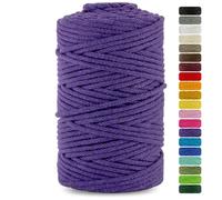 Netuno 1x Macrame Cord Braided Macramé Yarn Purple 5 mm x 100 m 0,2 inch x 3 937 inch Natural Twine String Cotton Cord Ideal Project Hanging Baskets DIY Handbags Decoration