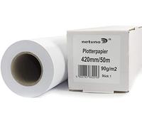 Netuno 1x White Plotter Paper roll 420mmx50m 90gsm core 50mm (2 inches) Universal Matte uncoated Offset Plotter Paper for Inkjet Printers photocopiers Photography CAD Print Design Plans Projects maps