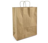 Netuno 20 Brown Paper Bags With Handles 32 x 40 x 12 cm 12.6 x 15.7 x 4.7 inches Large Gift Shopping Carrier Kraft Paper Bags Strong Durable for Retail Stores Parties and Events