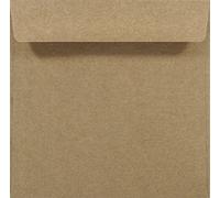 Netuno 25 Sand-Brown Square Envelopes Kraft Paper 170 x 170 mm Straight Flap Without Window Envelopes Square for Invitation Cards Birthday Cards Christmas Cards Envelopes Natural