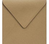 Netuno 25 Square Kraft envelopes 145 x 145 mm 5.7 x 5.7 in 100gsm Natural Kraft Paper Envelope Recycled Brown Envelope Vintage envelopes for Greeting Cards Christmas Cards Wedding Invitations