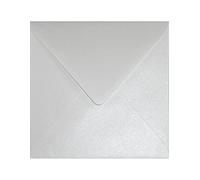 Netuno 25 Square White Pearlescent envelopes DIN K4 155x155mm 6.10x6.10″ 110gsm Sirio Pearl Ice White gummed Pointed Flap no Window for Wedding Invitations Birthday Greeting Cards menu Christmas RSVP
