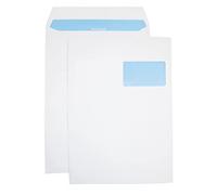 Netuno 250 White mailing envelopes C4 229 x 324 mm 9 x 12.8 in 90gsm Right Window Shipping envelopes Peel and Seal mailers Pocket Envelope Business mailing Envelope for documents invoices Contracts